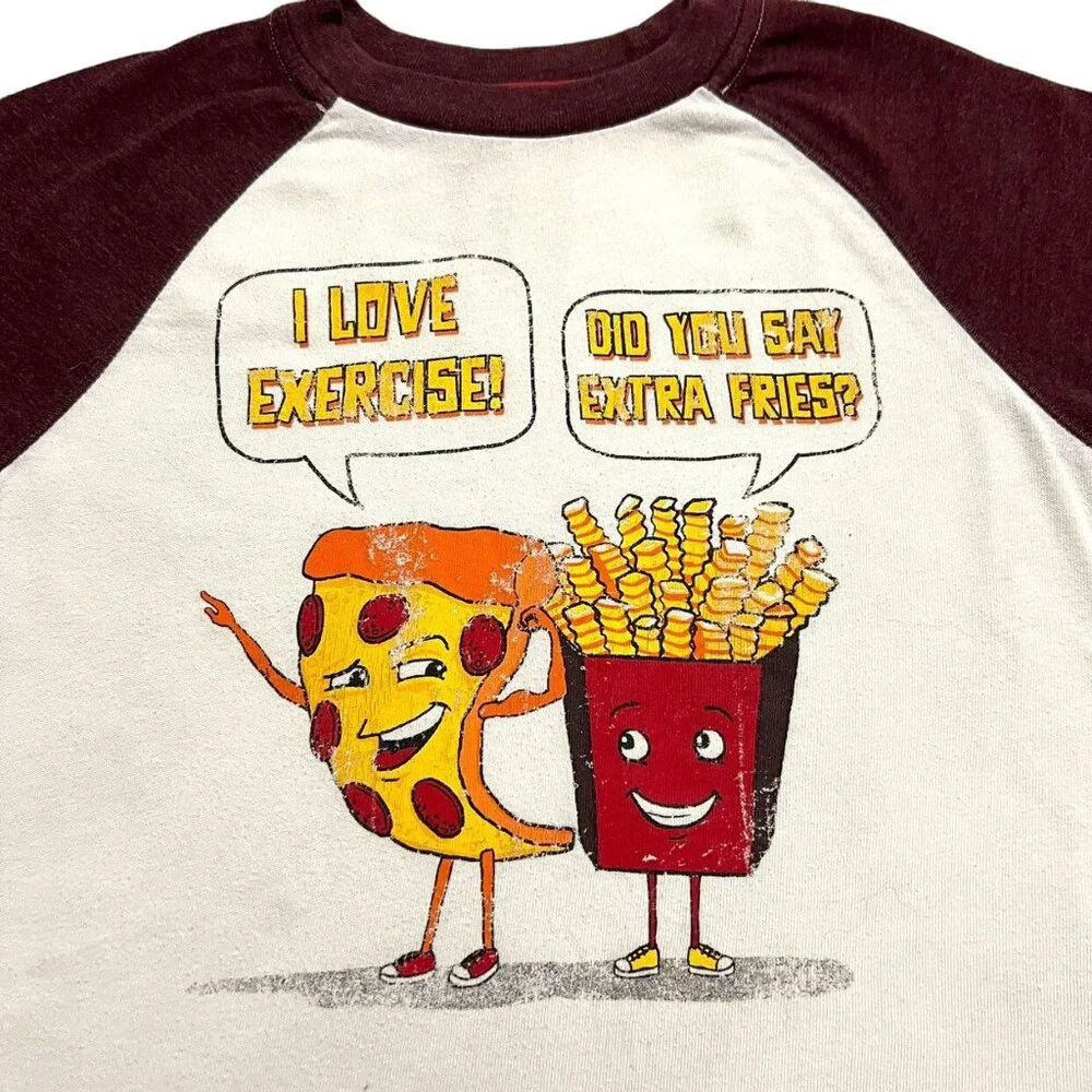 Arizona Jean Co. Sz 10/12 Funny Fries Pizza Raglan Tee Shirt